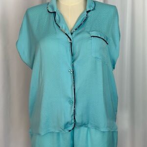 Van Winkle & Co.Blue Pajama Set with Notched Lapel and Short Sleeves (734)